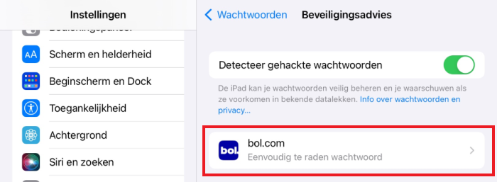 Voorbeeld onveilig wachtwoord
